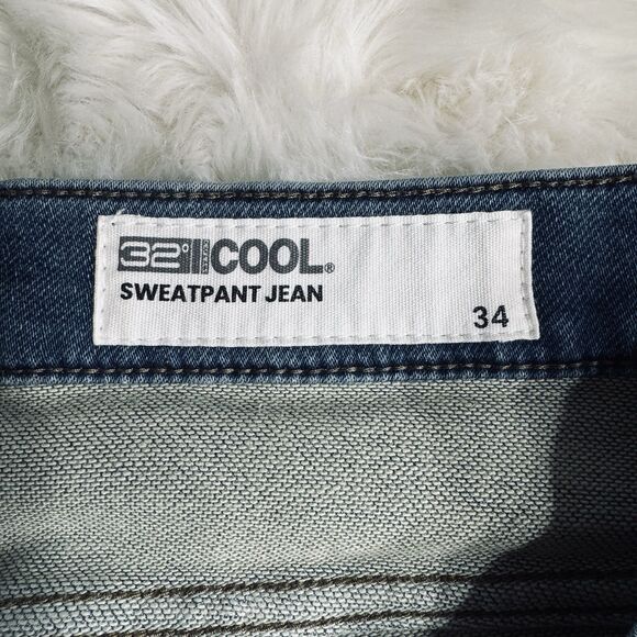 SOLD ~ 32 Degrees Cool Mens Sweatpant Jean 34 Actual 34x31.5 Blue Slim Straight - Picture 3 of 7